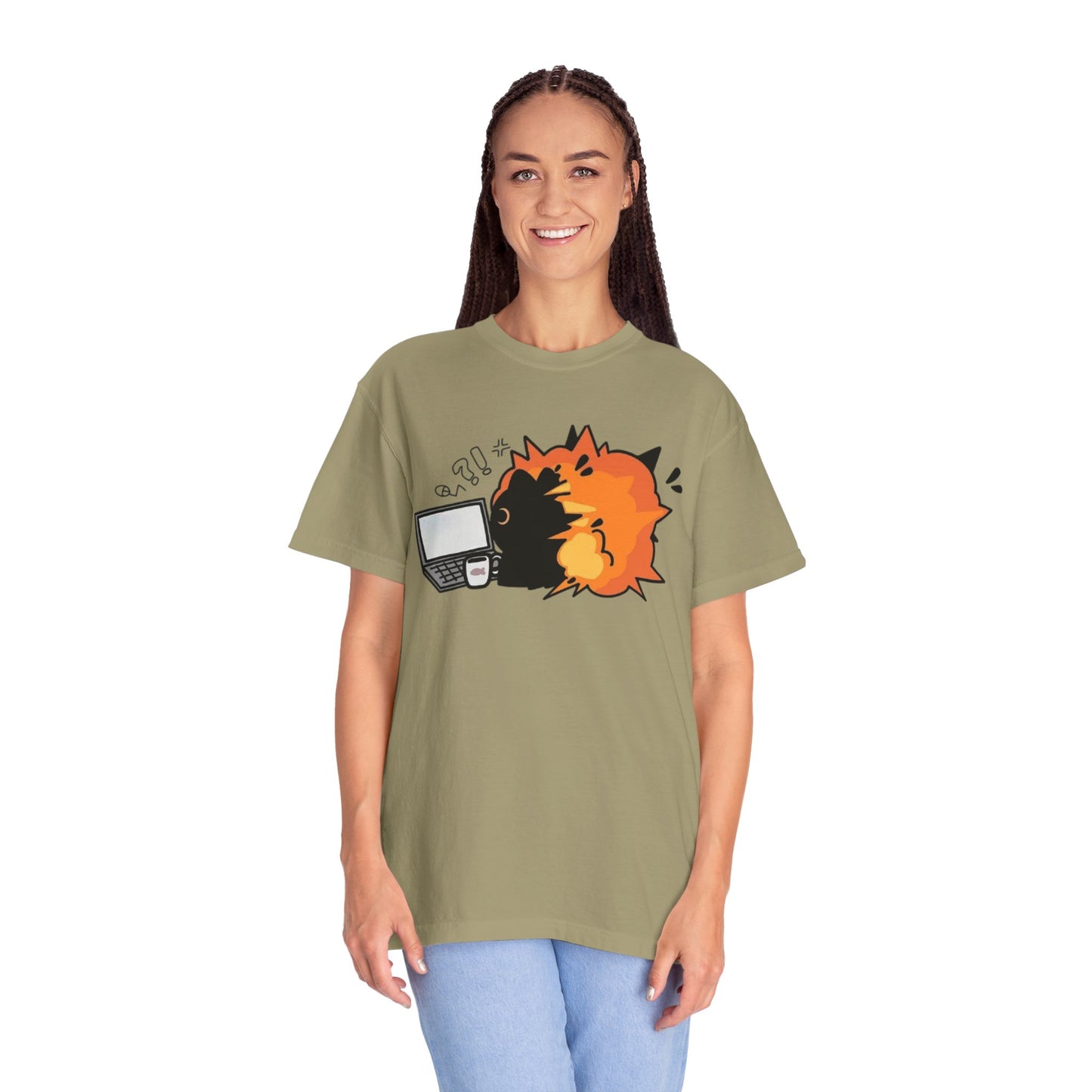 Cartoon Burning Cat Unisex T-Shirt