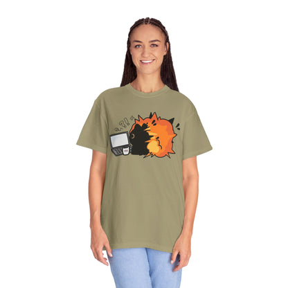 Cartoon Burning Cat Unisex T-Shirt