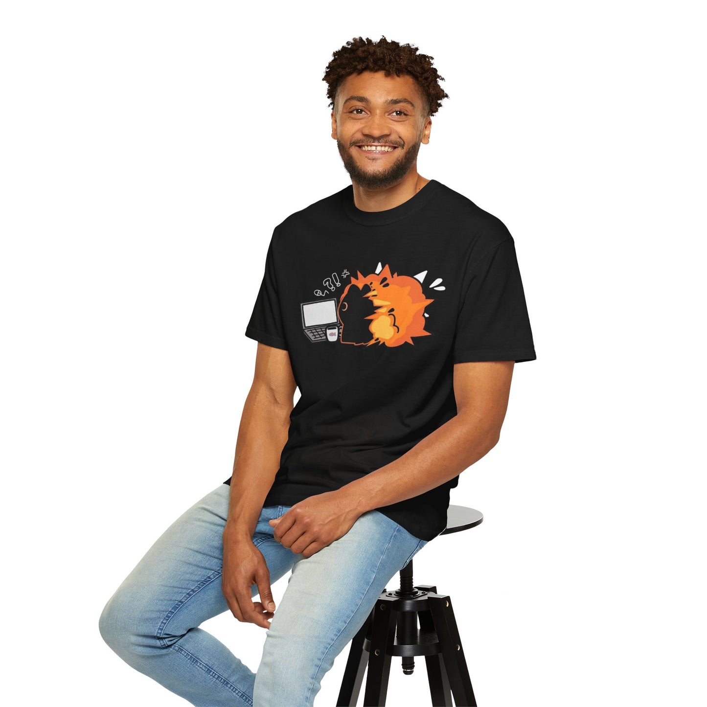 Cartoon Burning Cat Unisex T-Shirt