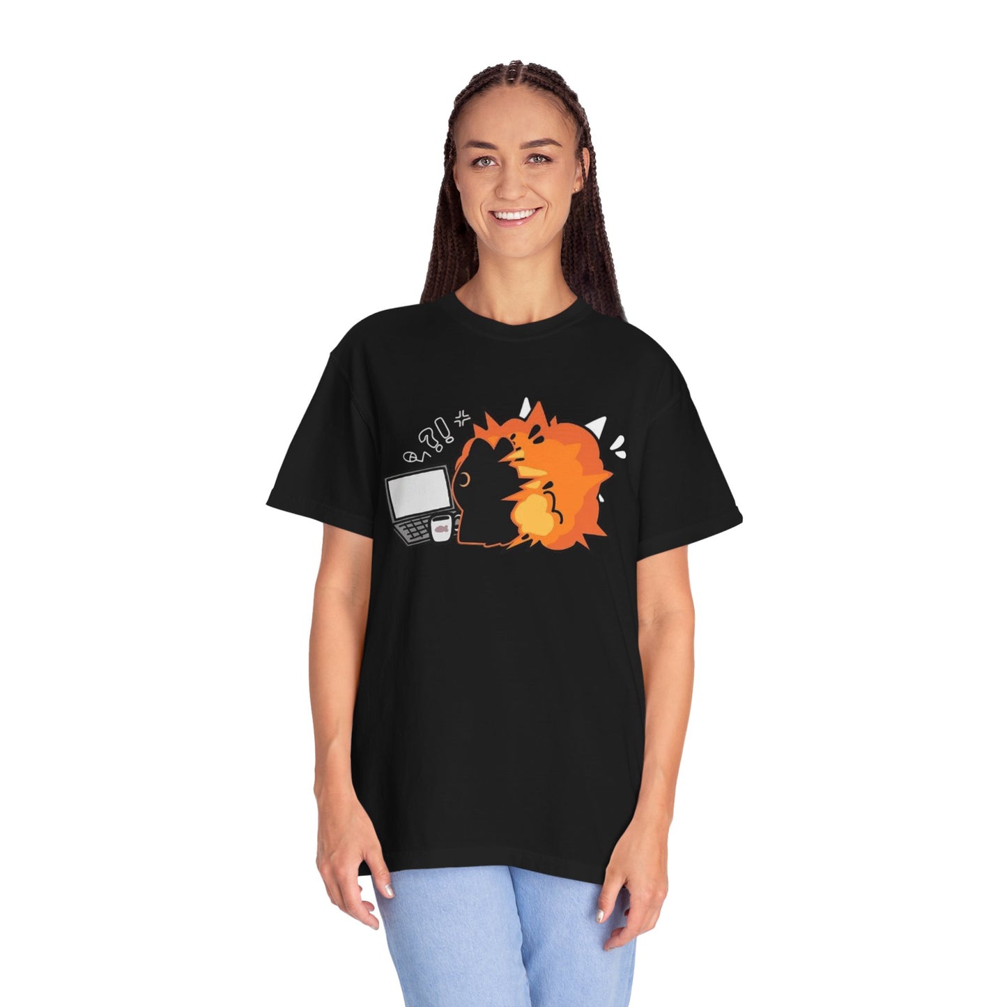 Cartoon Burning Cat Unisex T-Shirt