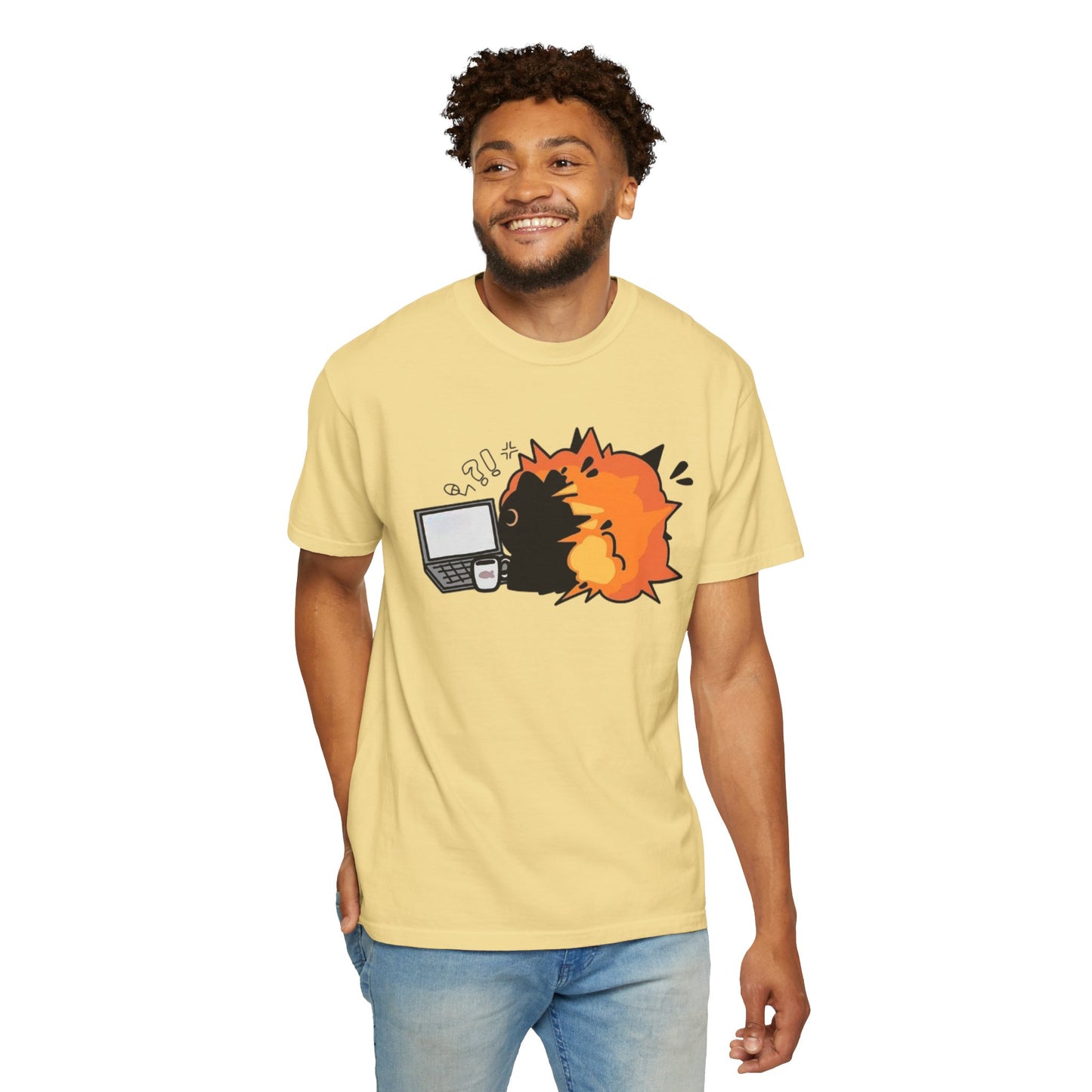 Cartoon Burning Cat Unisex T-Shirt