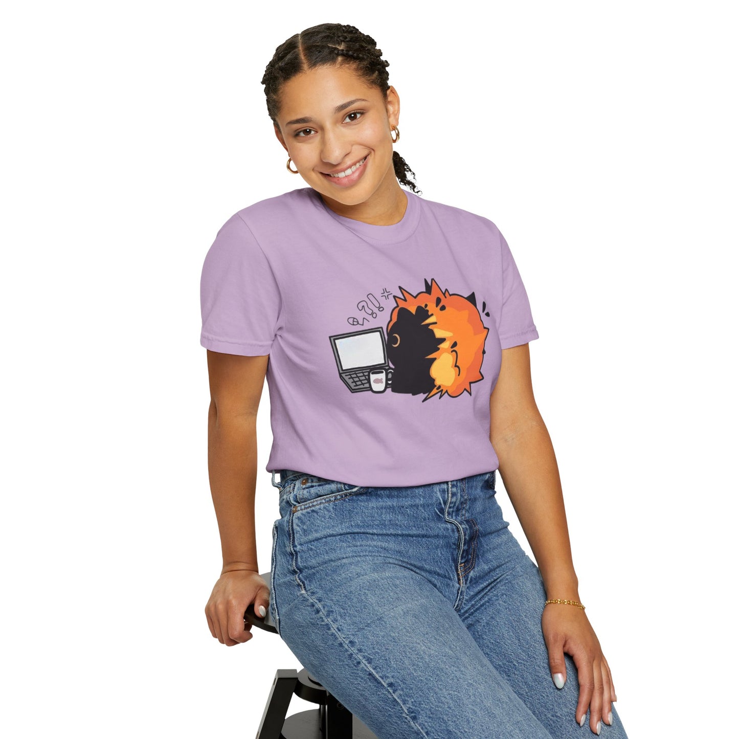 Cartoon Burning Cat Unisex T-Shirt