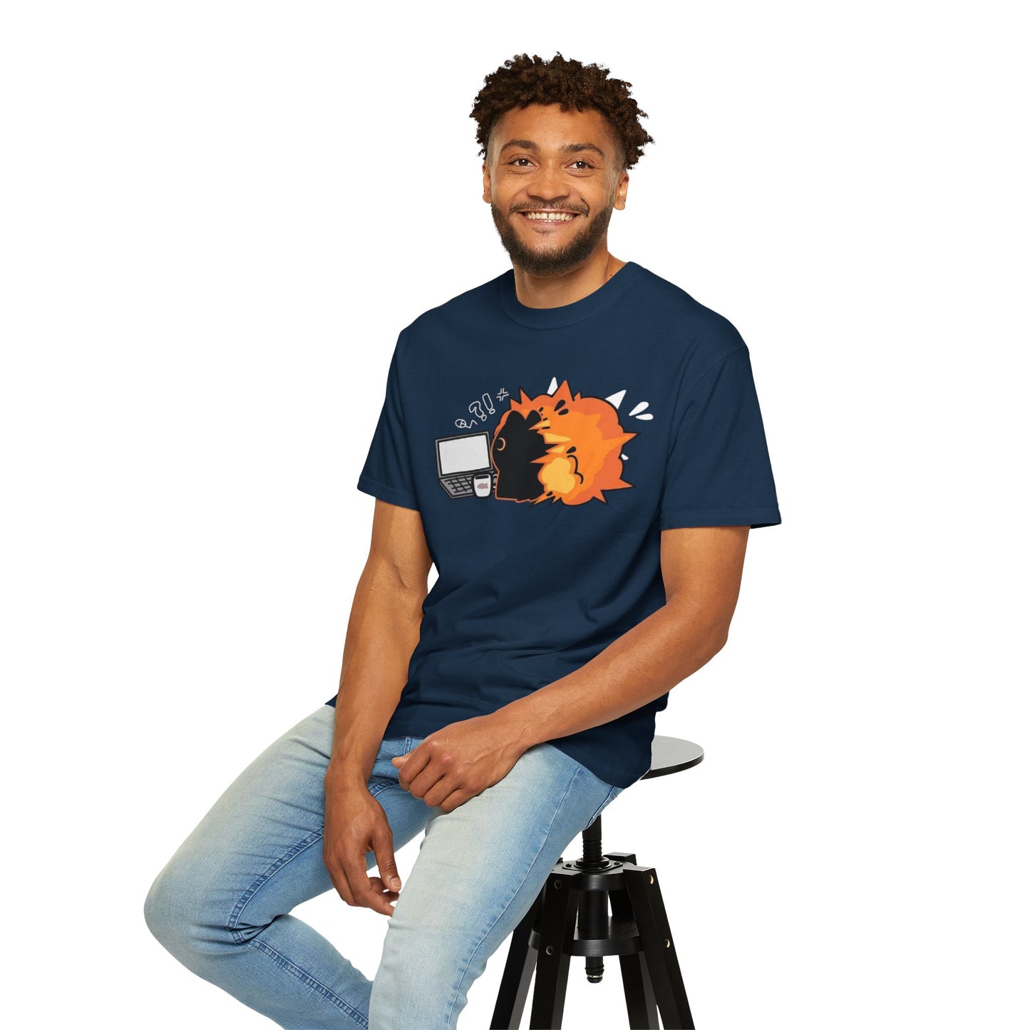 Cartoon Burning Cat Unisex T-Shirt