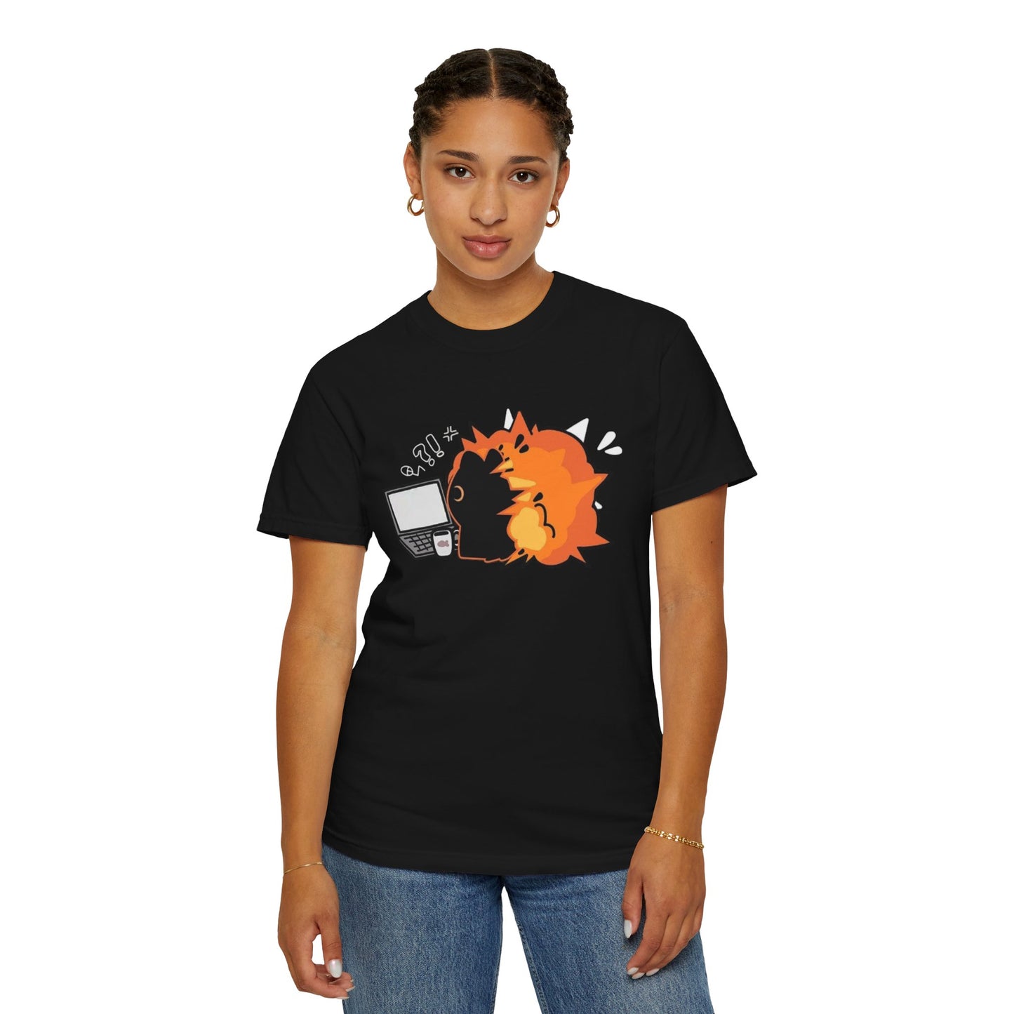 Cartoon Burning Cat Unisex T-Shirt
