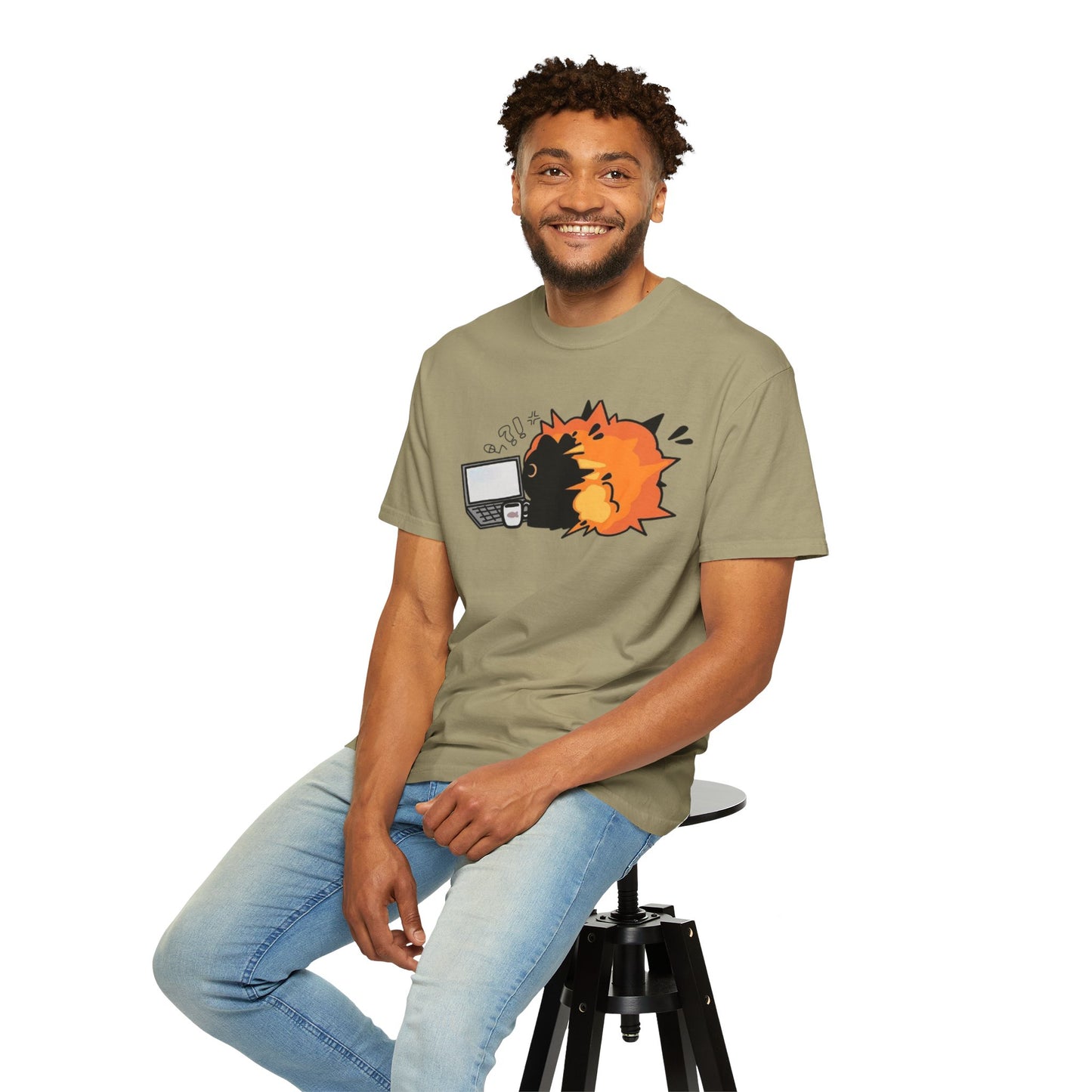 Cartoon Burning Cat Unisex T-Shirt