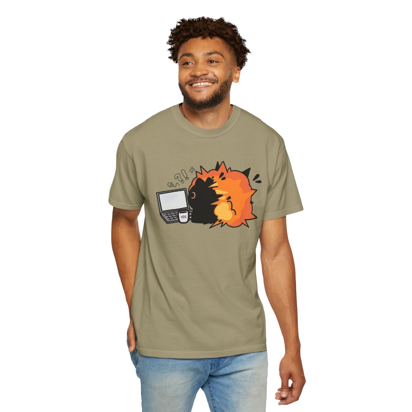 Cartoon Burning Cat Unisex T-Shirt