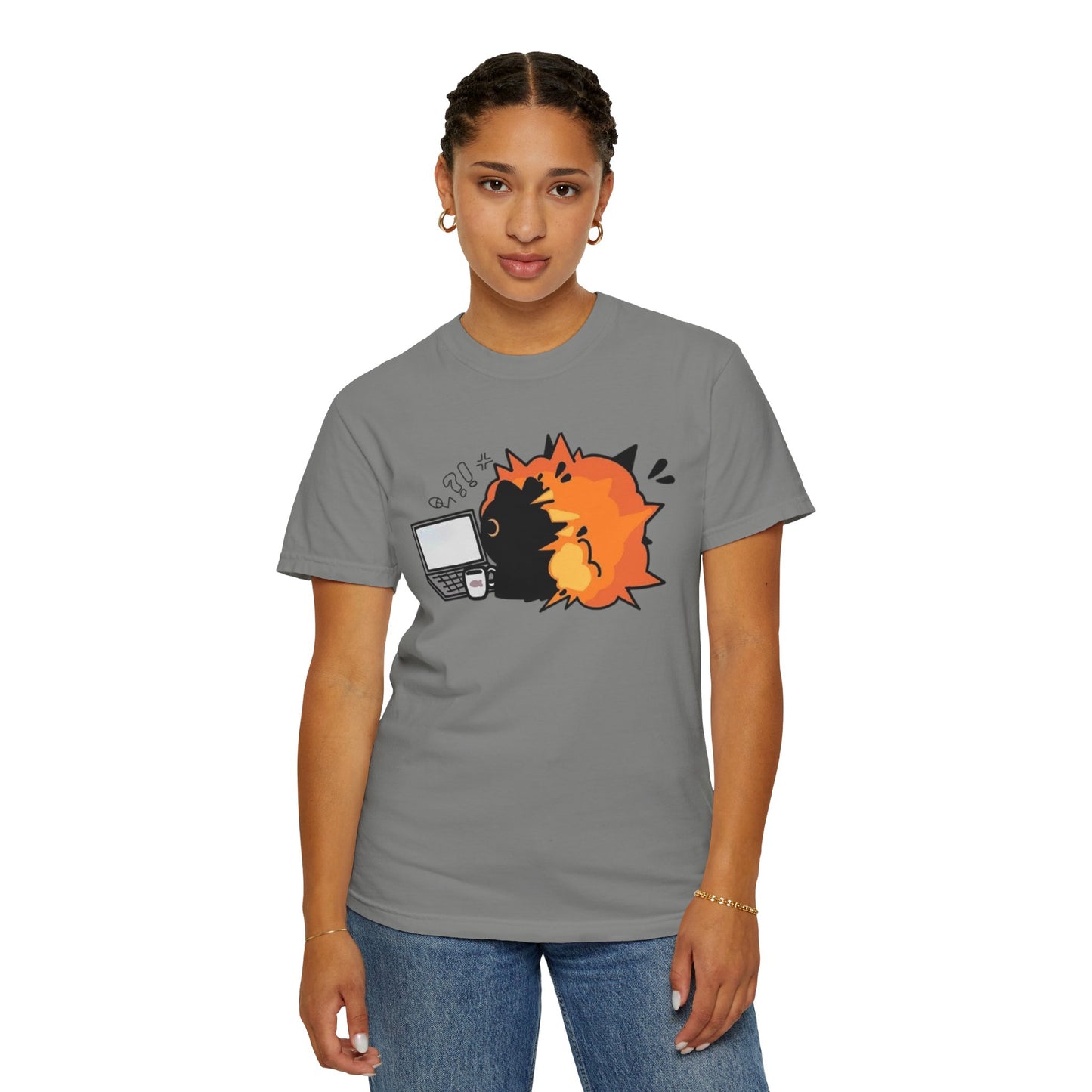 Cartoon Burning Cat Unisex T-Shirt