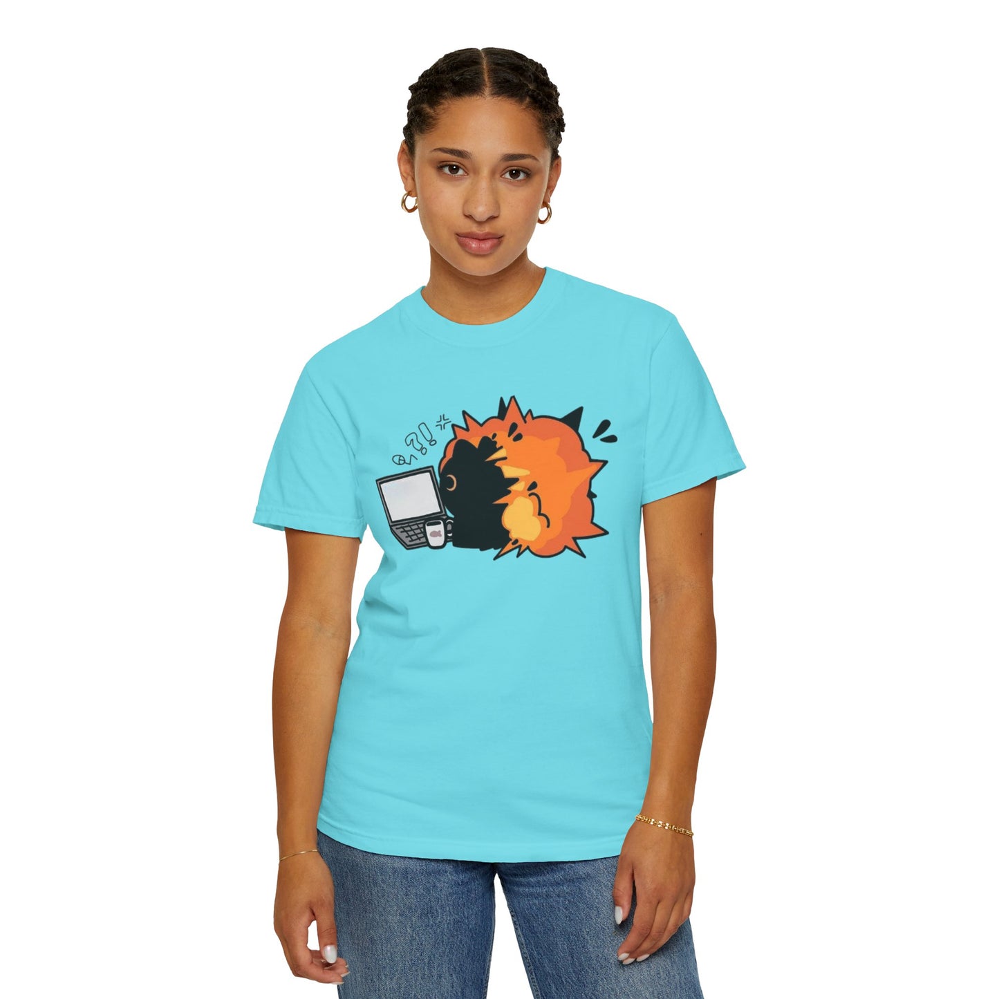 Cartoon Burning Cat Unisex T-Shirt