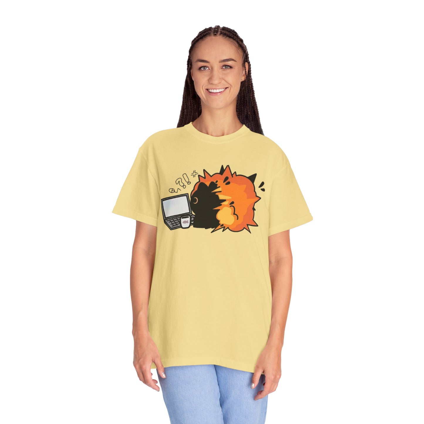 Cartoon Burning Cat Unisex T-Shirt