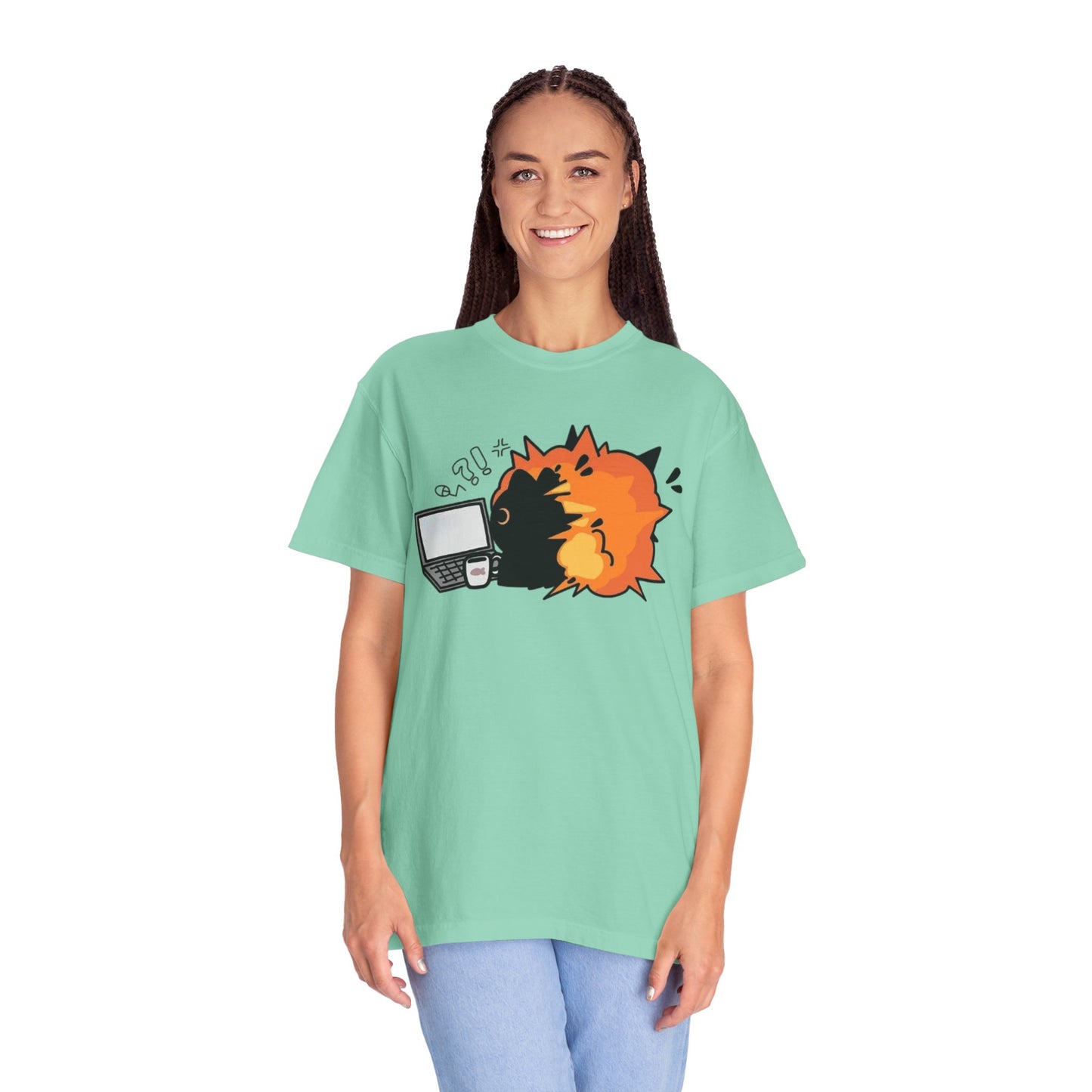 Cartoon Burning Cat Unisex T-Shirt