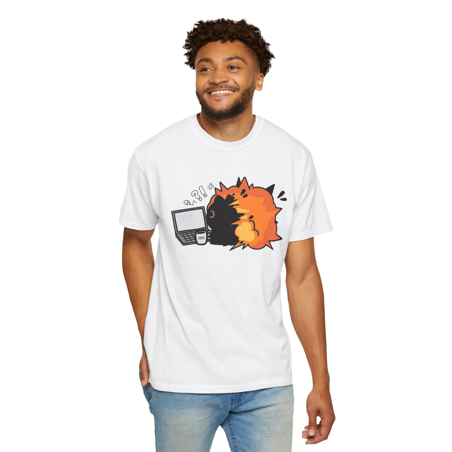 Cartoon Burning Cat Unisex T-Shirt