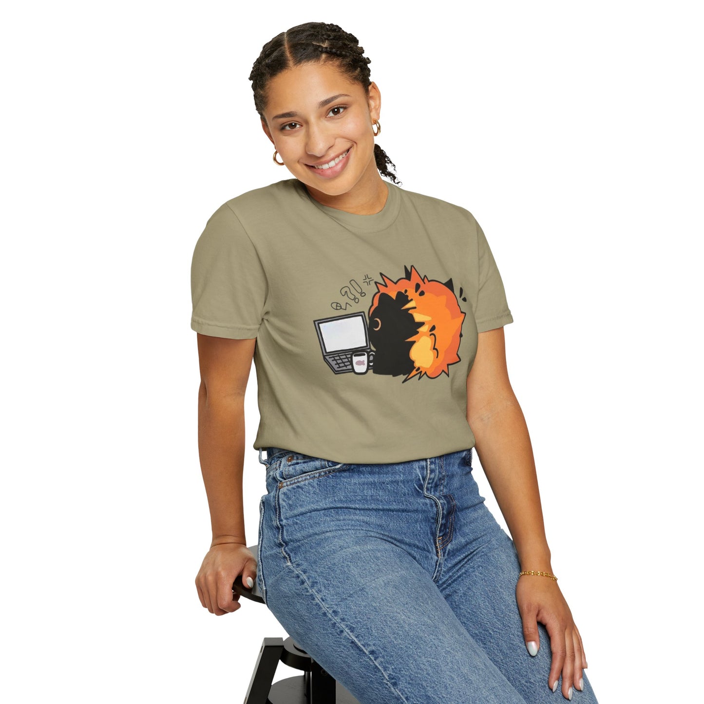 Cartoon Burning Cat Unisex T-Shirt