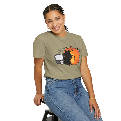 Cartoon Burning Cat Unisex T-Shirt