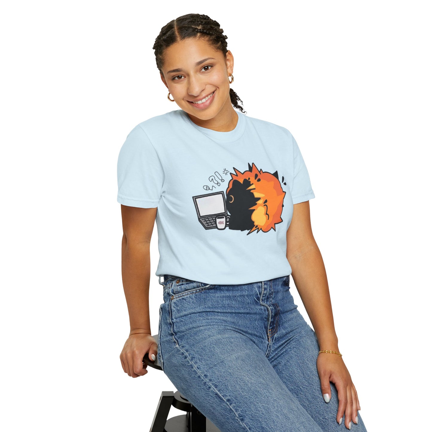 Cartoon Burning Cat Unisex T-Shirt