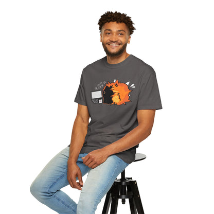 Cartoon Burning Cat Unisex T-Shirt