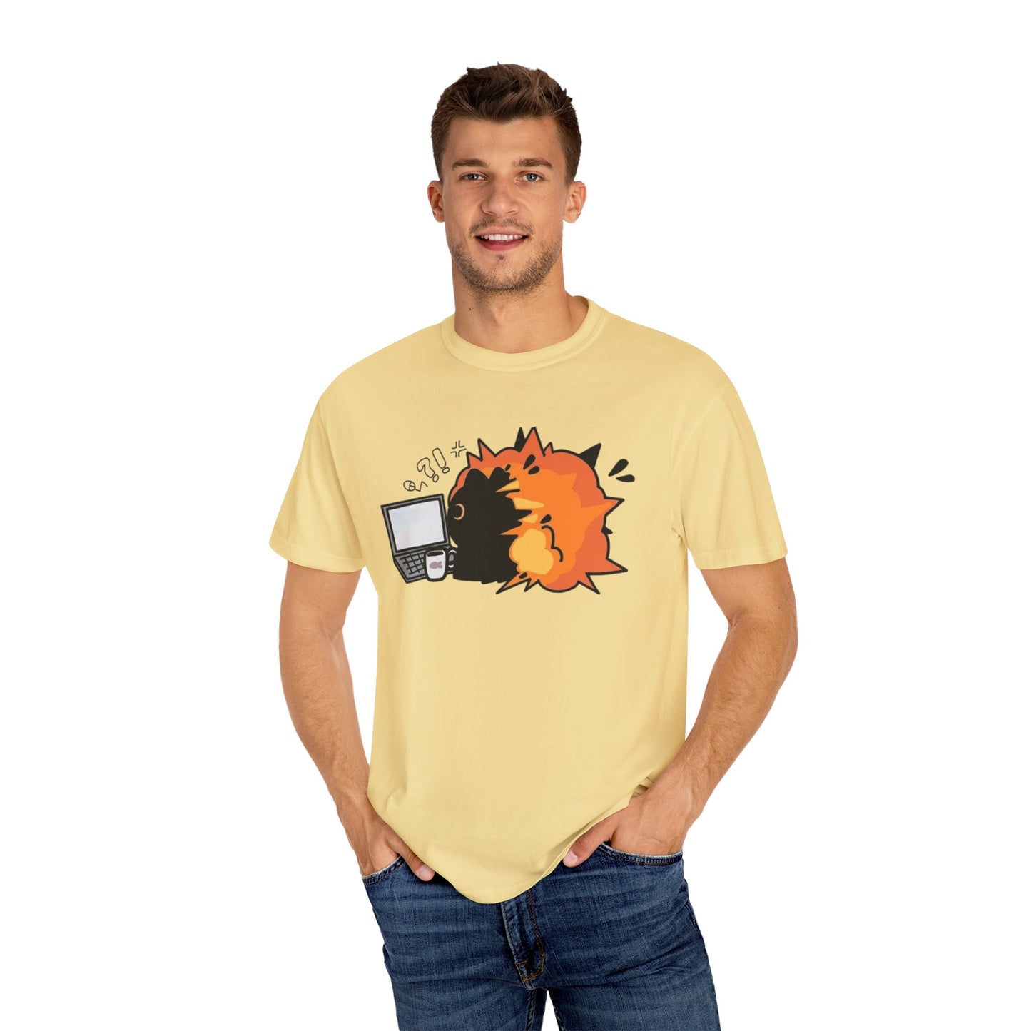 Cartoon Burning Cat Unisex T-Shirt