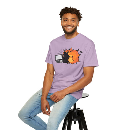 Cartoon Burning Cat Unisex T-Shirt