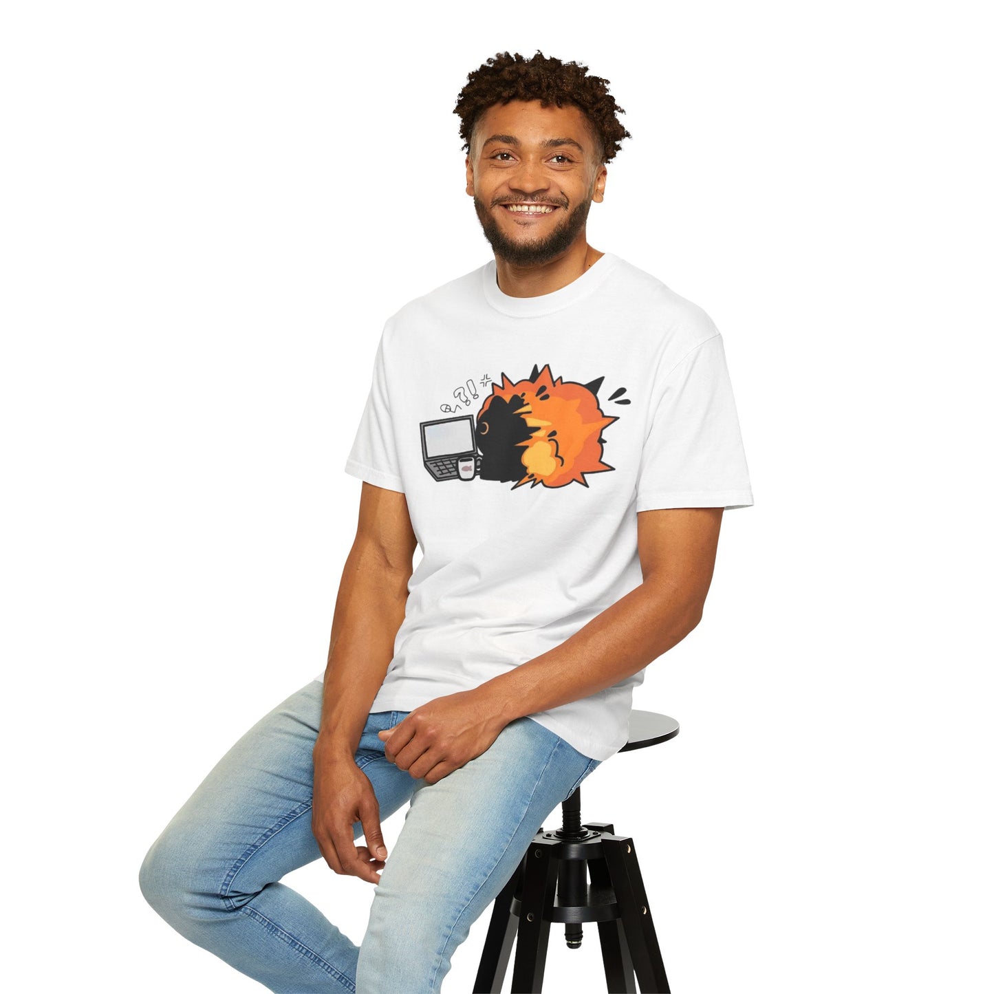 Cartoon Burning Cat Unisex T-Shirt