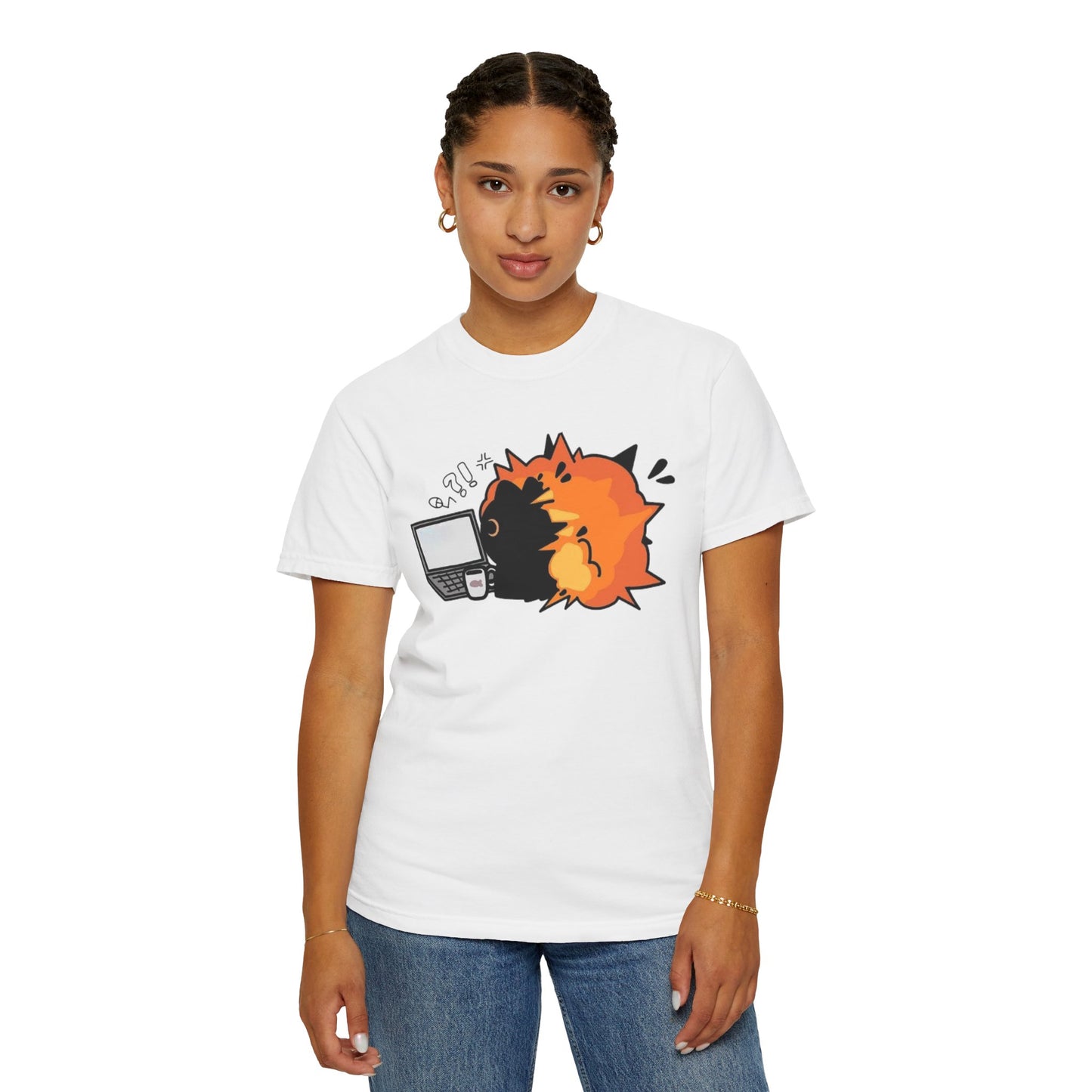 Cartoon Burning Cat Unisex T-Shirt
