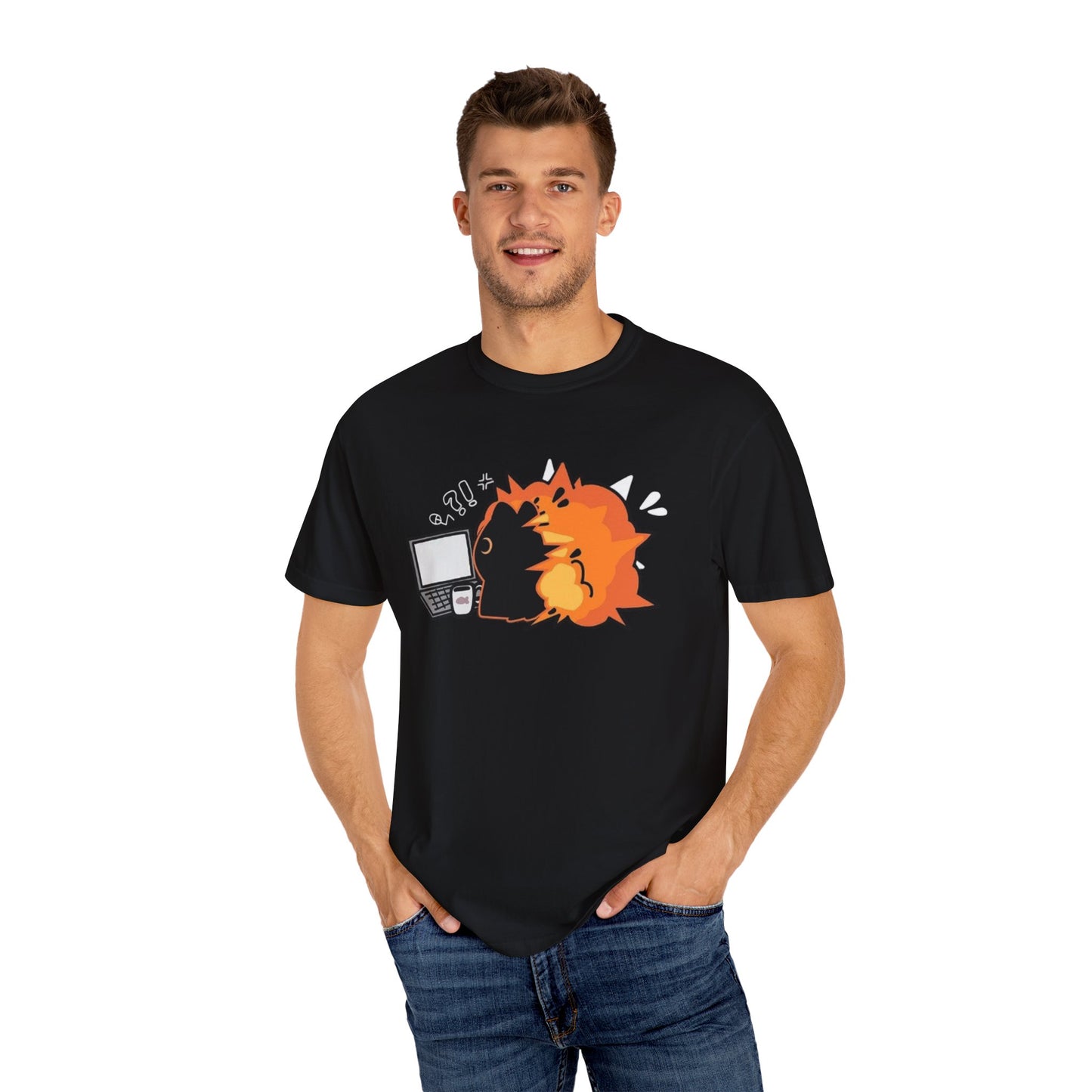 Cartoon Burning Cat Unisex T-Shirt