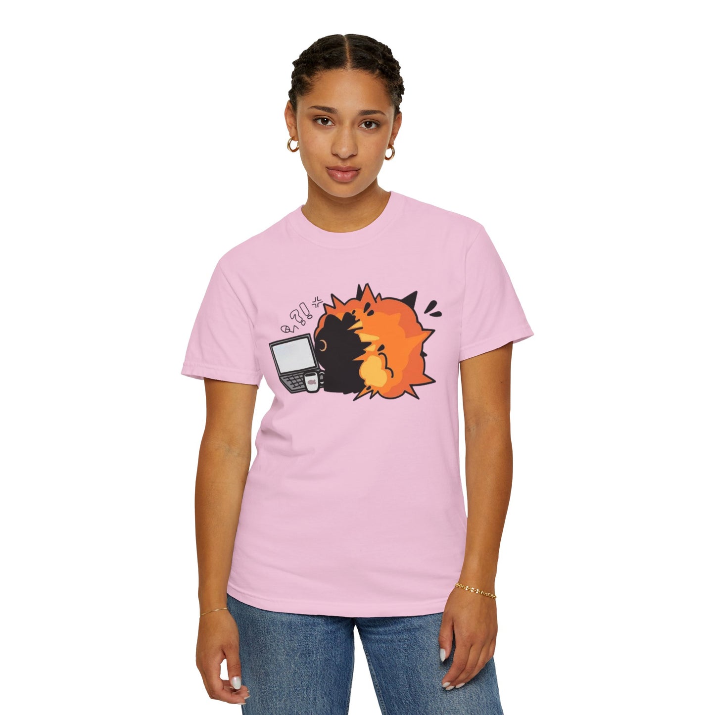 Cartoon Burning Cat Unisex T-Shirt