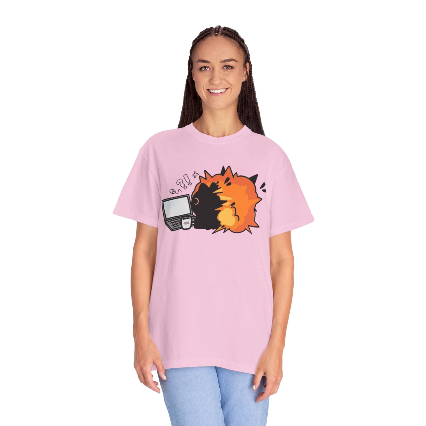Cartoon Burning Cat Unisex T-Shirt