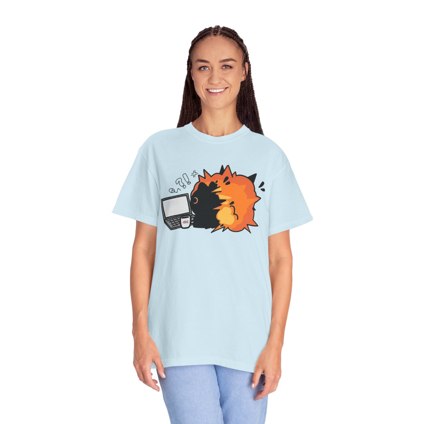 Cartoon Burning Cat Unisex T-Shirt