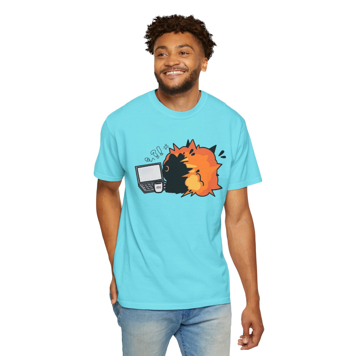 Cartoon Burning Cat Unisex T-Shirt