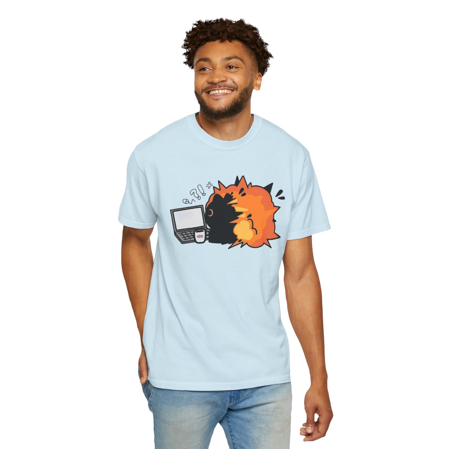 Cartoon Burning Cat Unisex T-Shirt