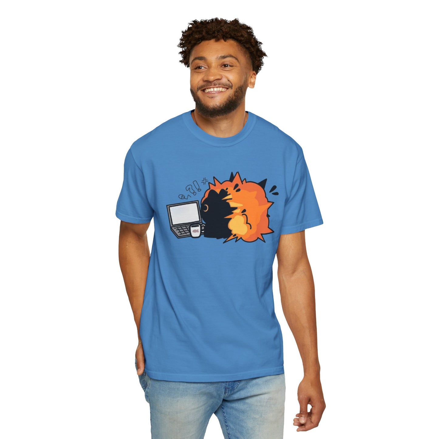 Cartoon Burning Cat Unisex T-Shirt