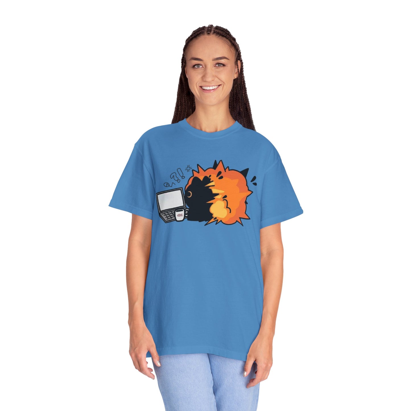Cartoon Burning Cat Unisex T-Shirt
