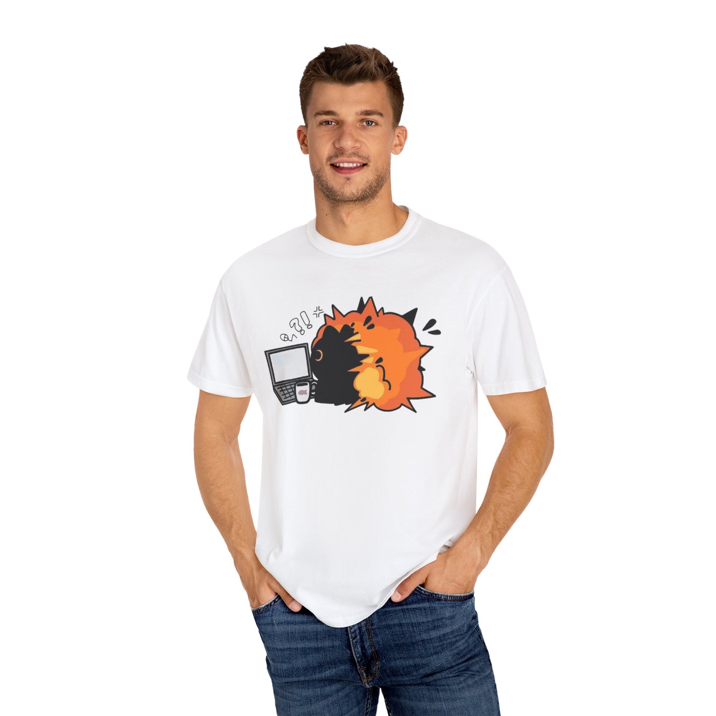Cartoon Burning Cat Unisex T-Shirt