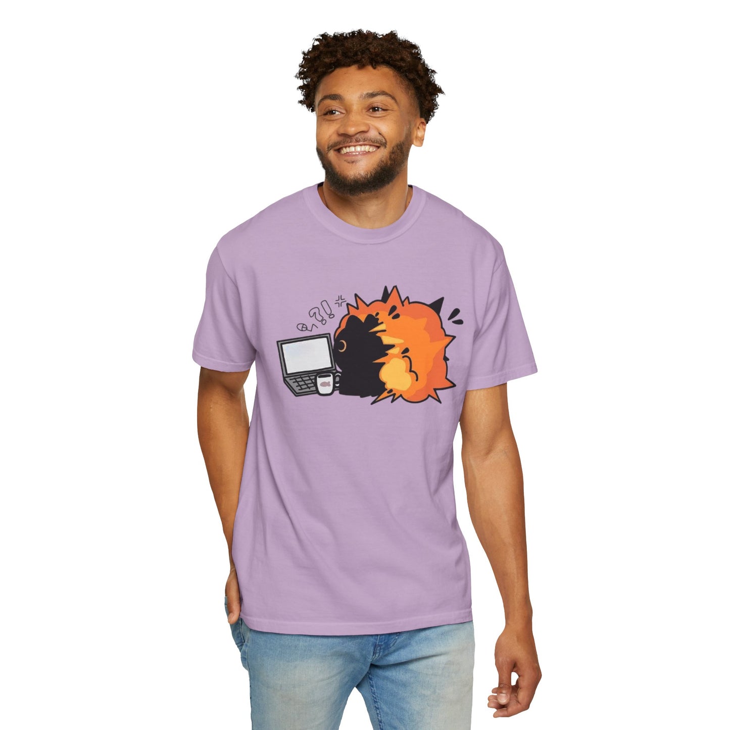 Cartoon Burning Cat Unisex T-Shirt