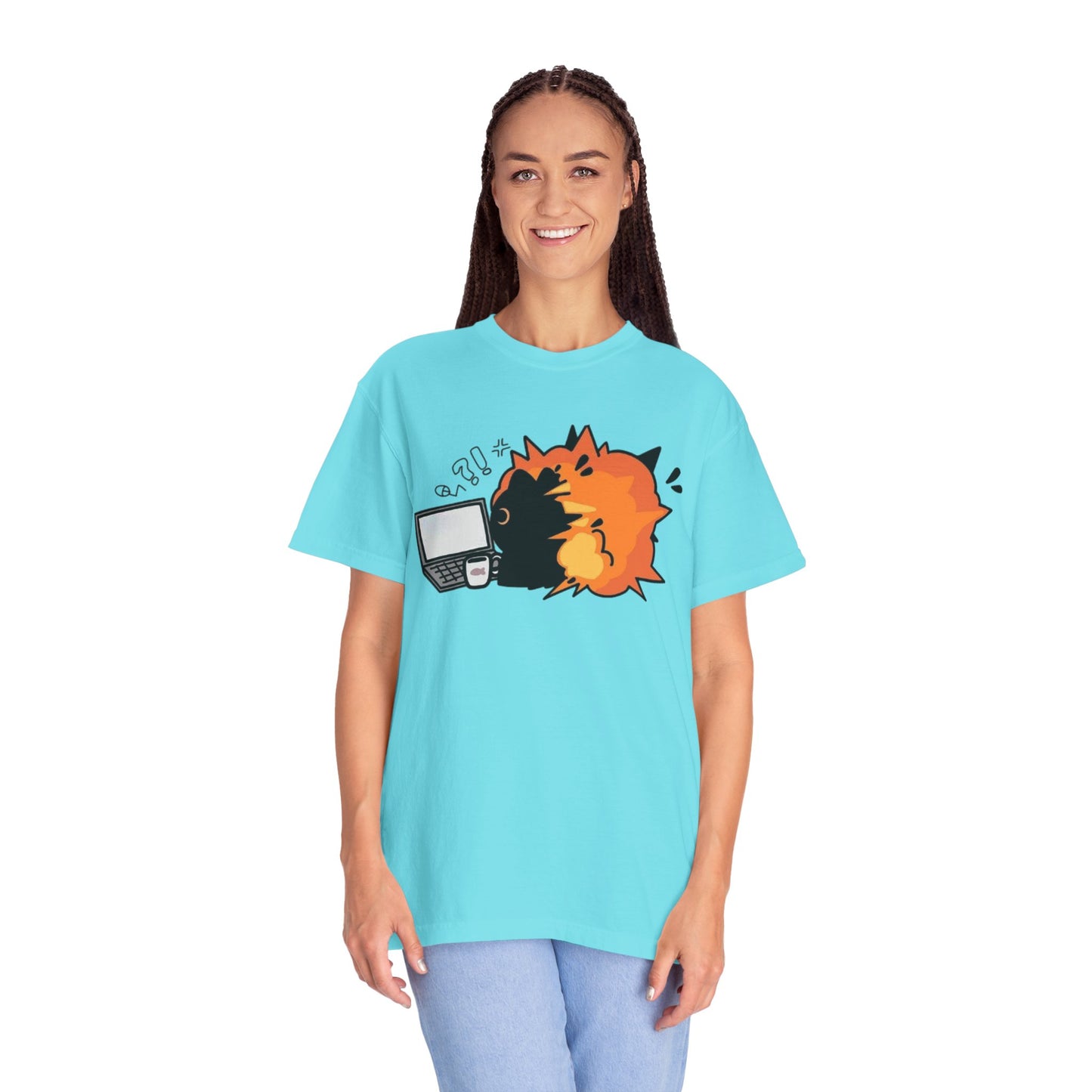 Cartoon Burning Cat Unisex T-Shirt
