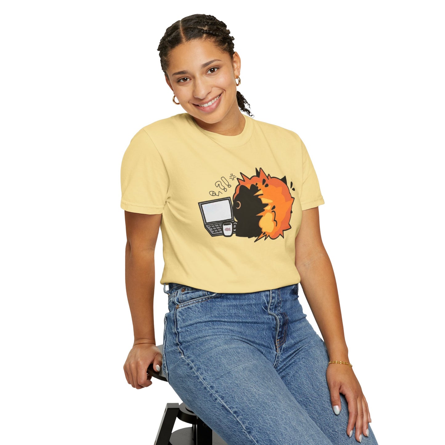 Cartoon Burning Cat Unisex T-Shirt