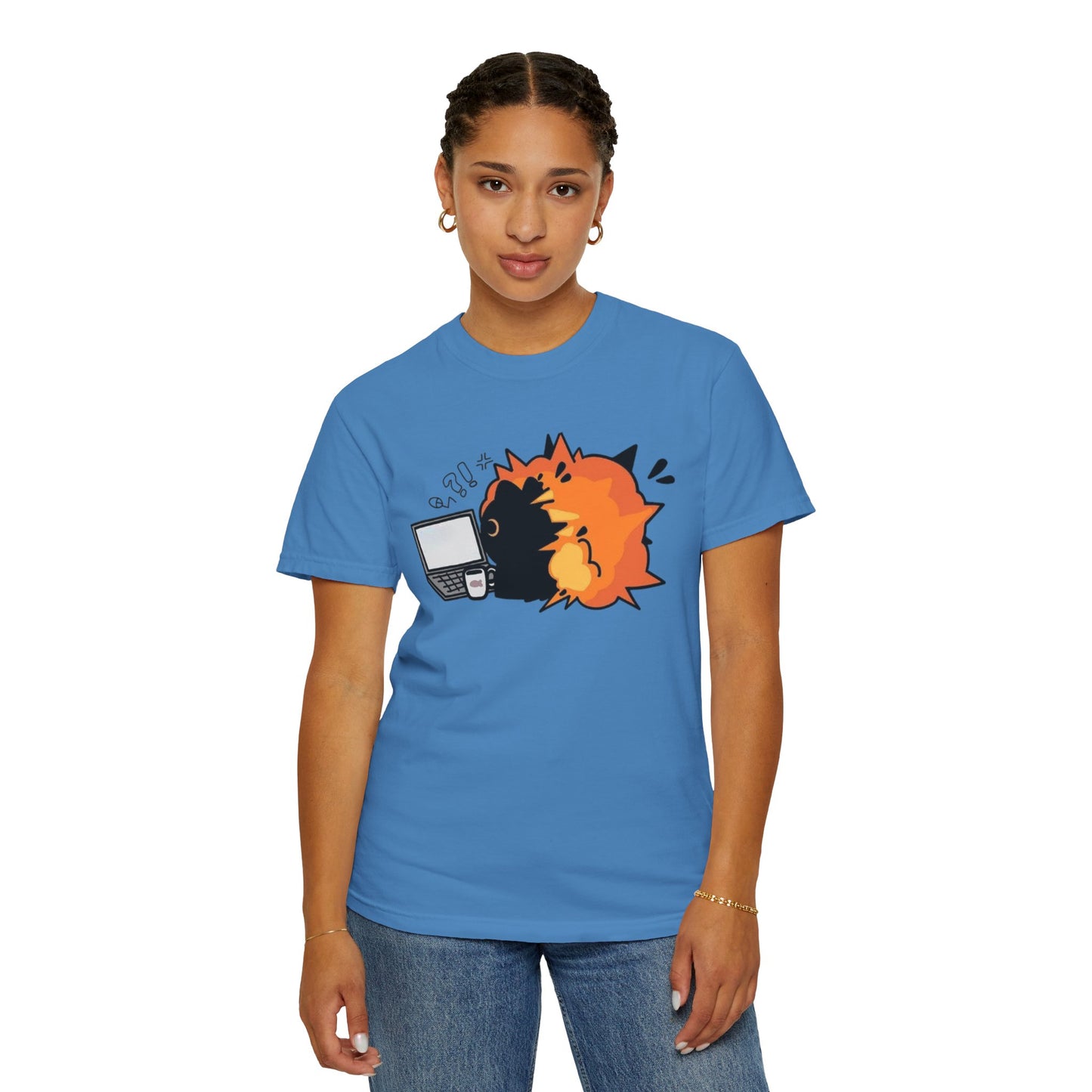 Cartoon Burning Cat Unisex T-Shirt
