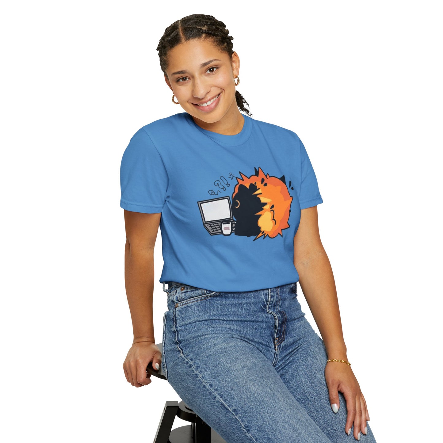 Cartoon Burning Cat Unisex T-Shirt