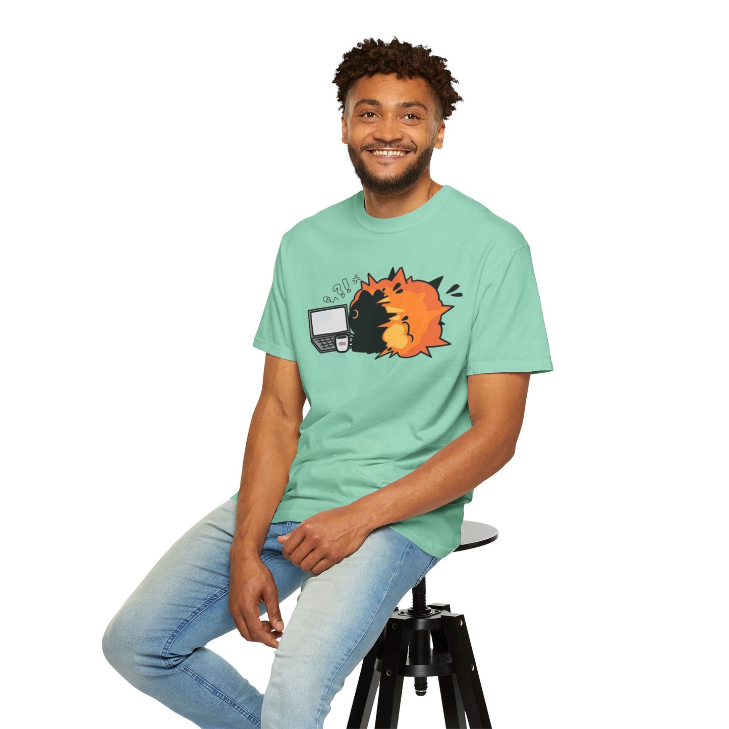 Cartoon Burning Cat Unisex T-Shirt
