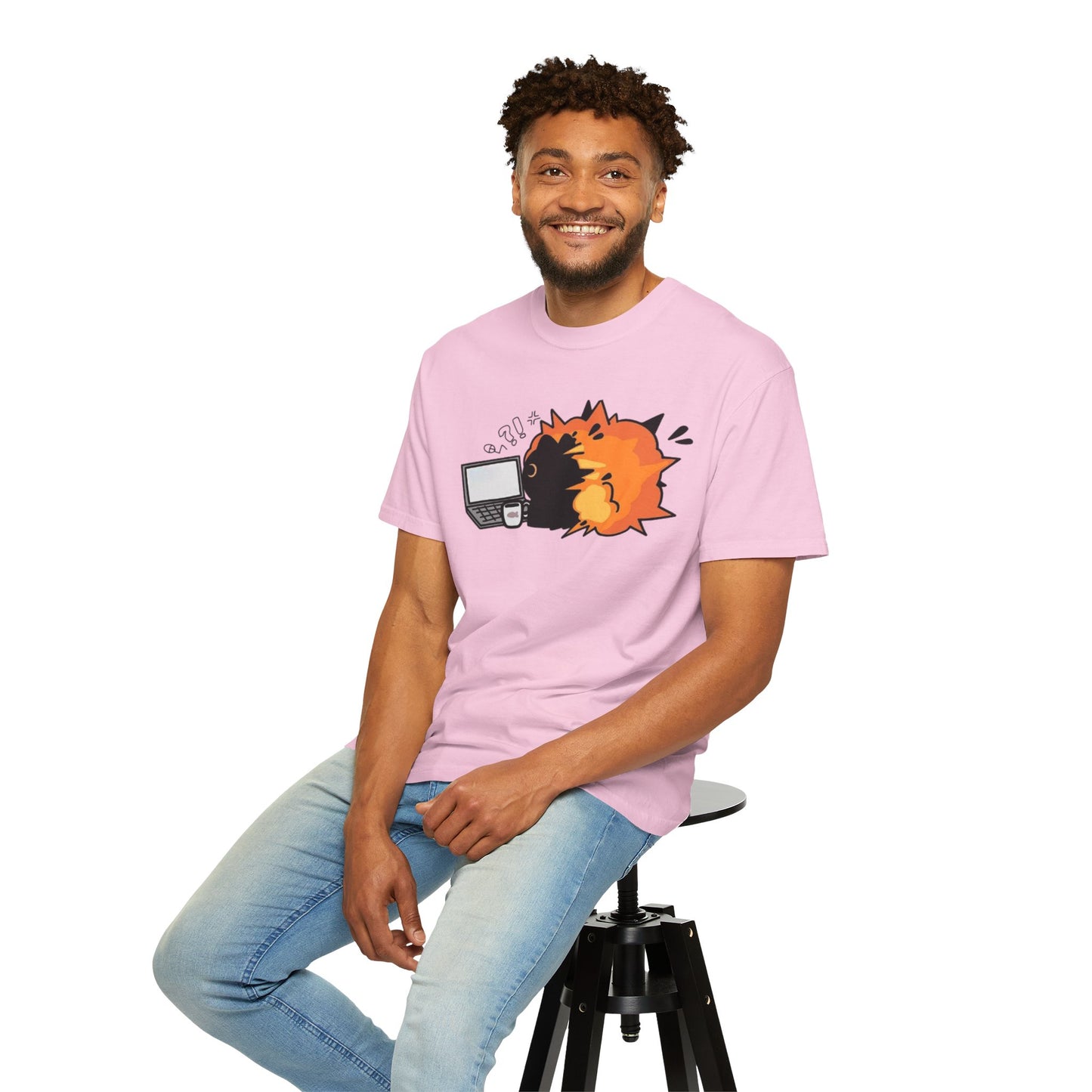 Cartoon Burning Cat Unisex T-Shirt