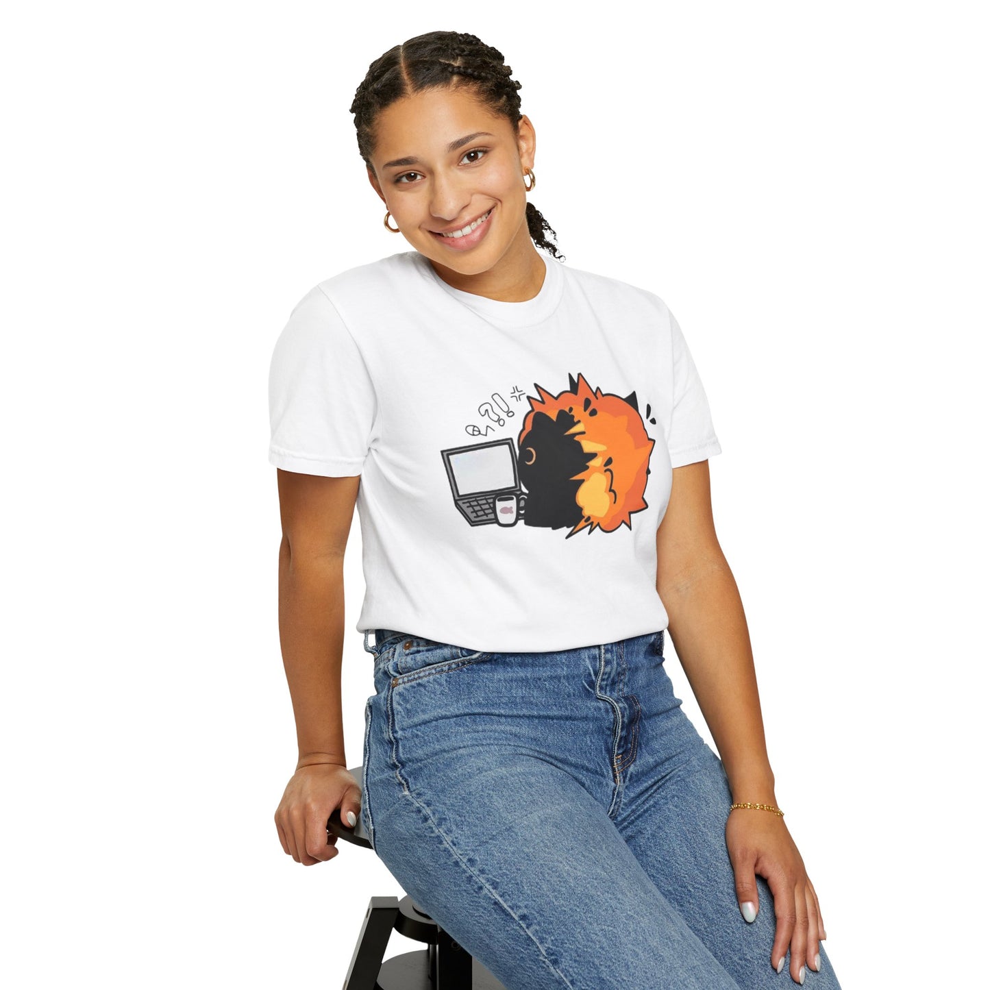 Cartoon Burning Cat Unisex T-Shirt