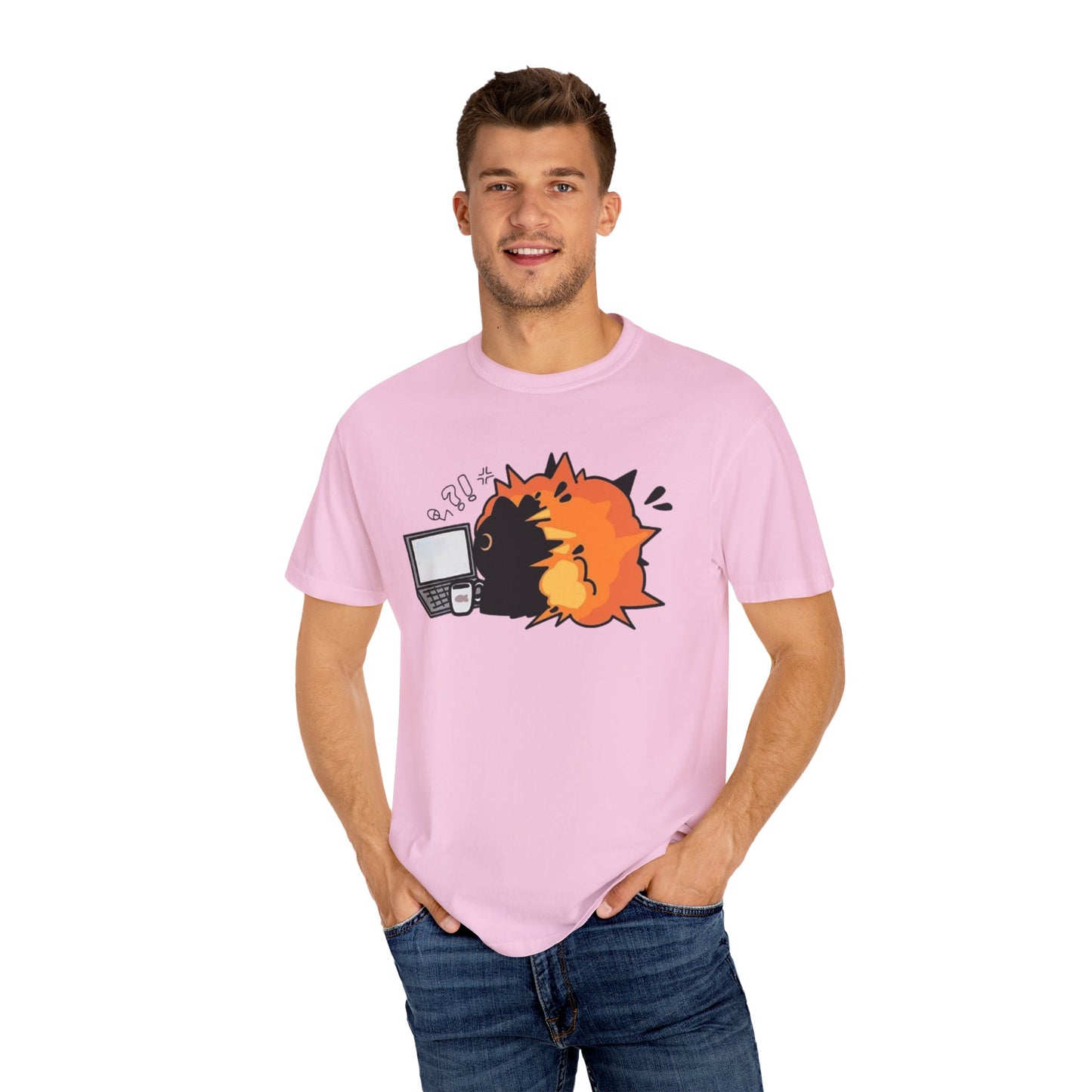Cartoon Burning Cat Unisex T-Shirt