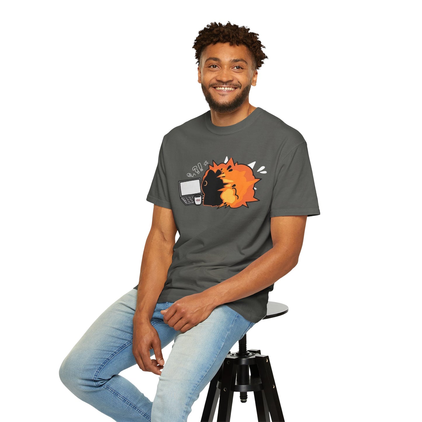 Cartoon Burning Cat Unisex T-Shirt