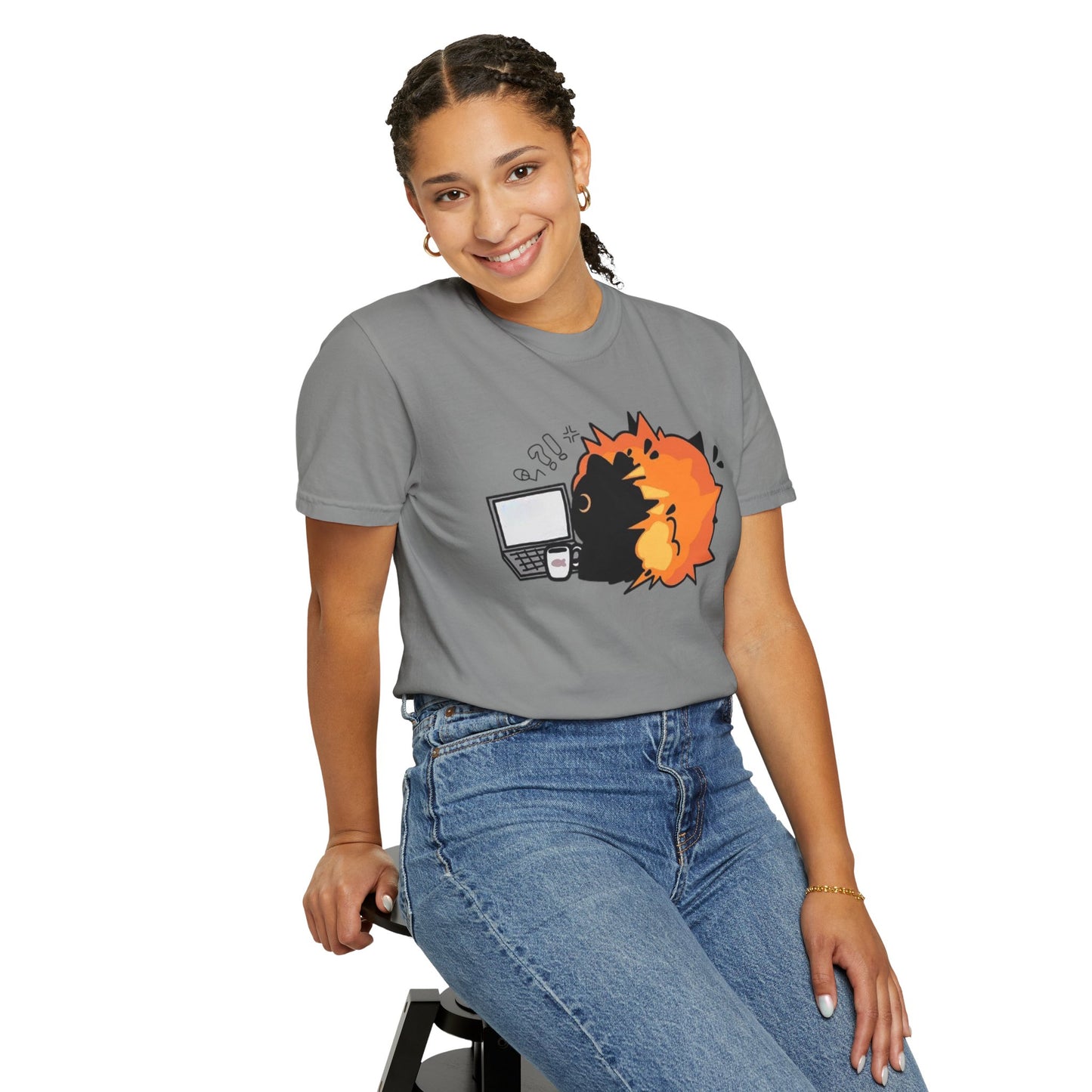 Cartoon Burning Cat Unisex T-Shirt