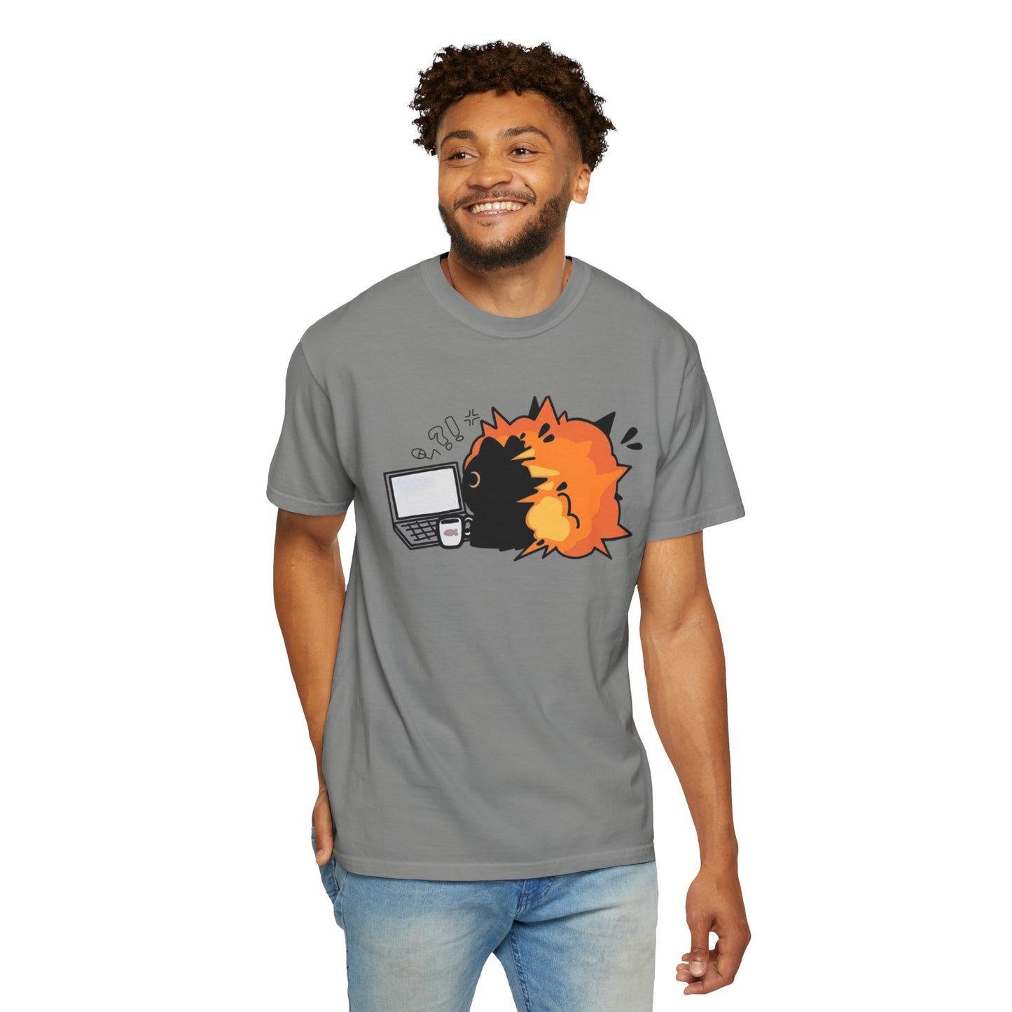 Cartoon Burning Cat Unisex T-Shirt