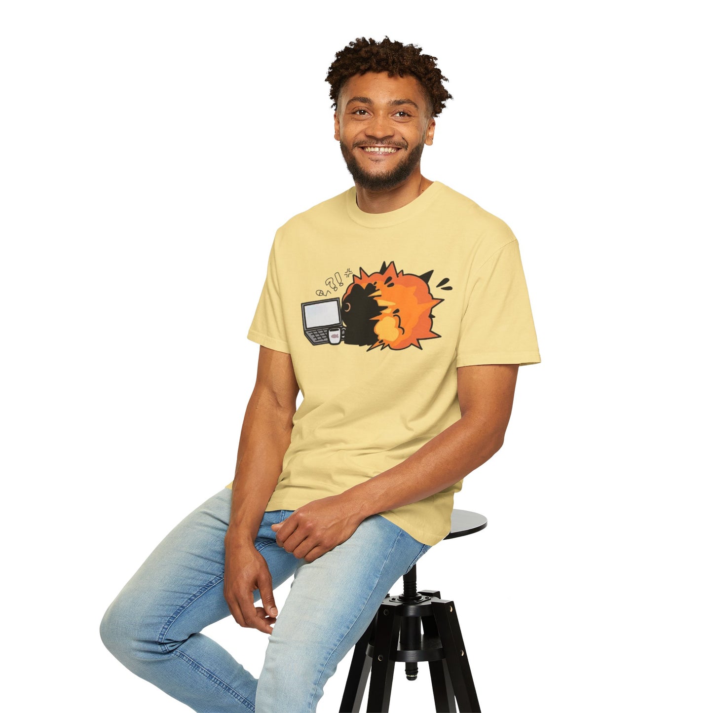 Cartoon Burning Cat Unisex T-Shirt