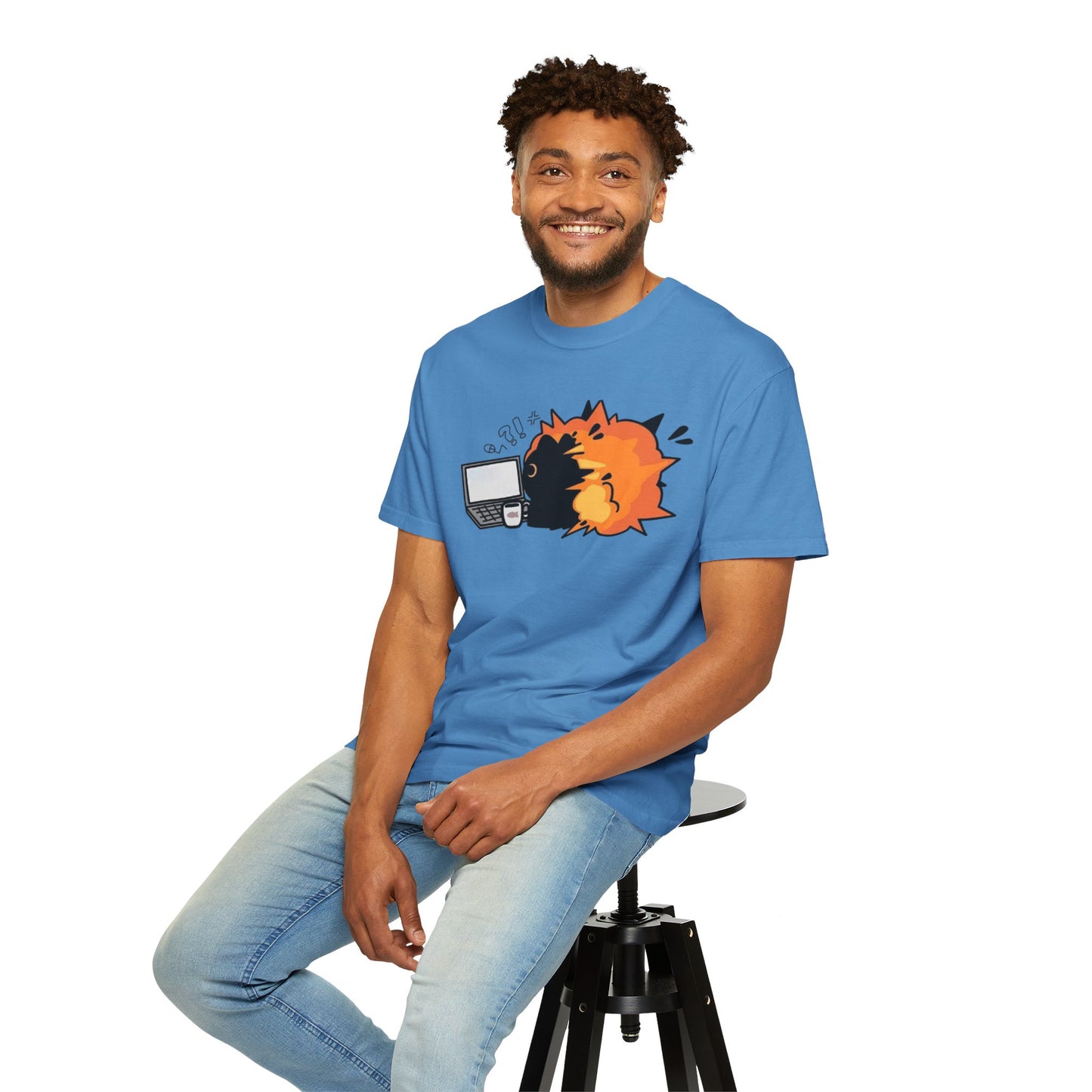 Cartoon Burning Cat Unisex T-Shirt