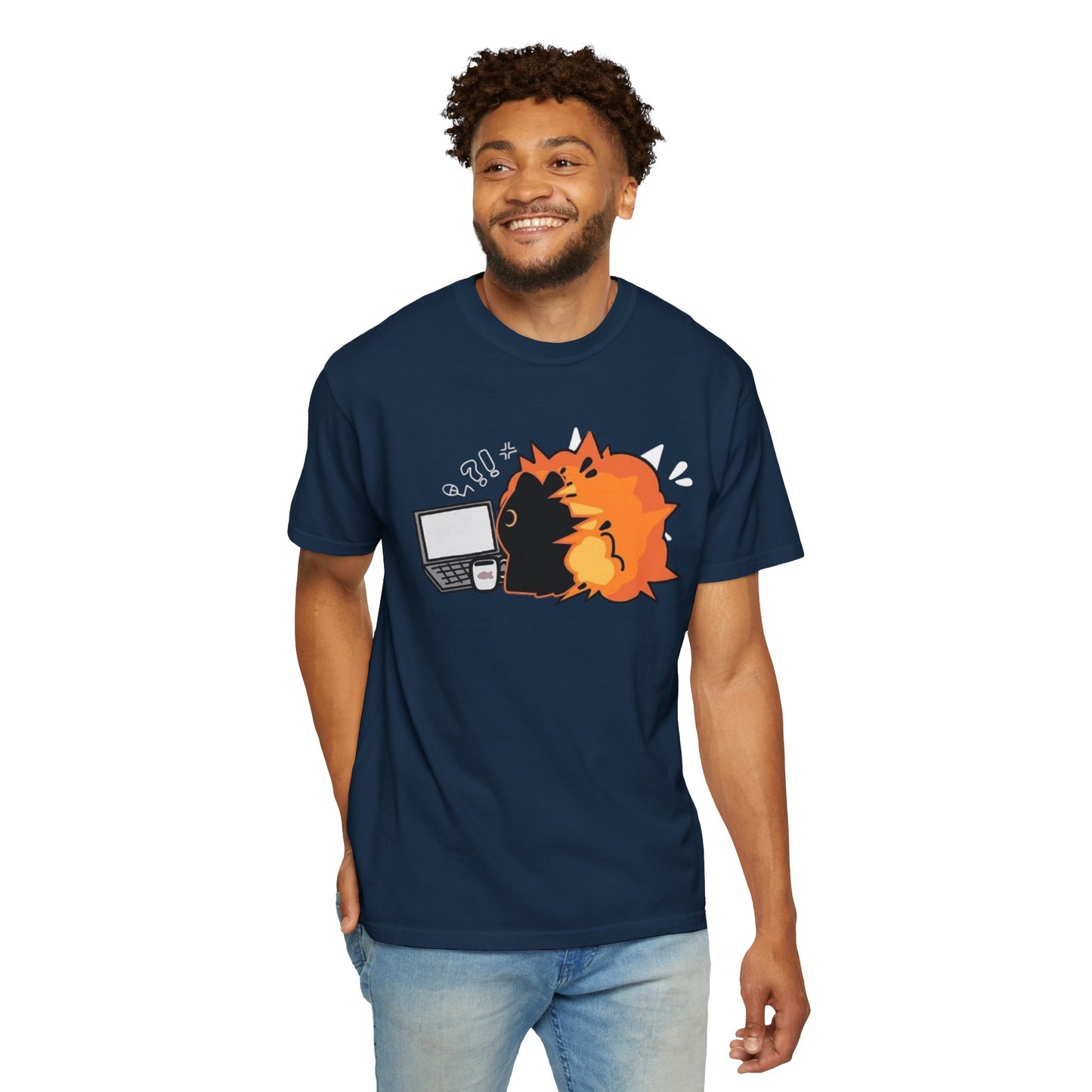 Cartoon Burning Cat Unisex T-Shirt