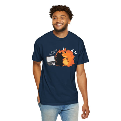Cartoon Burning Cat Unisex T-Shirt