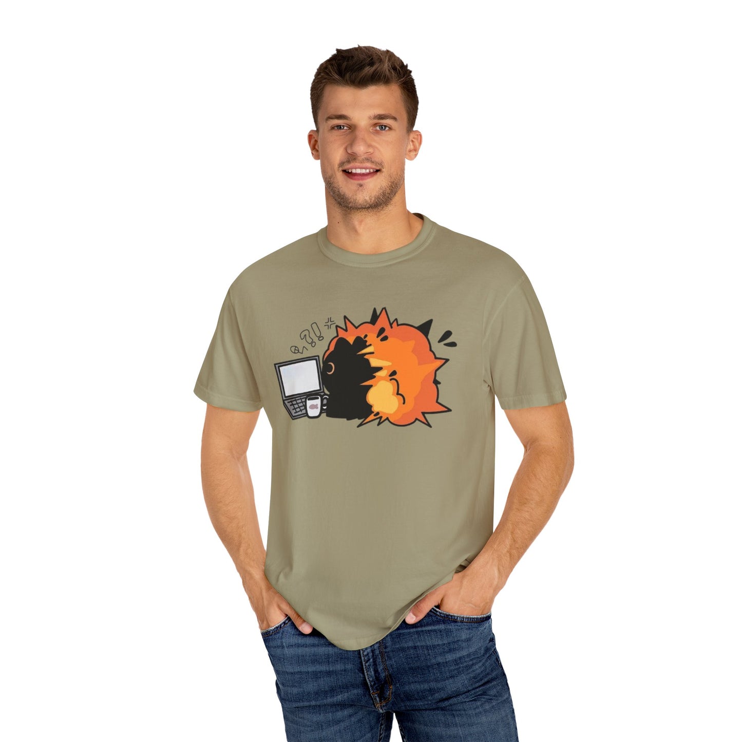 Cartoon Burning Cat Unisex T-Shirt