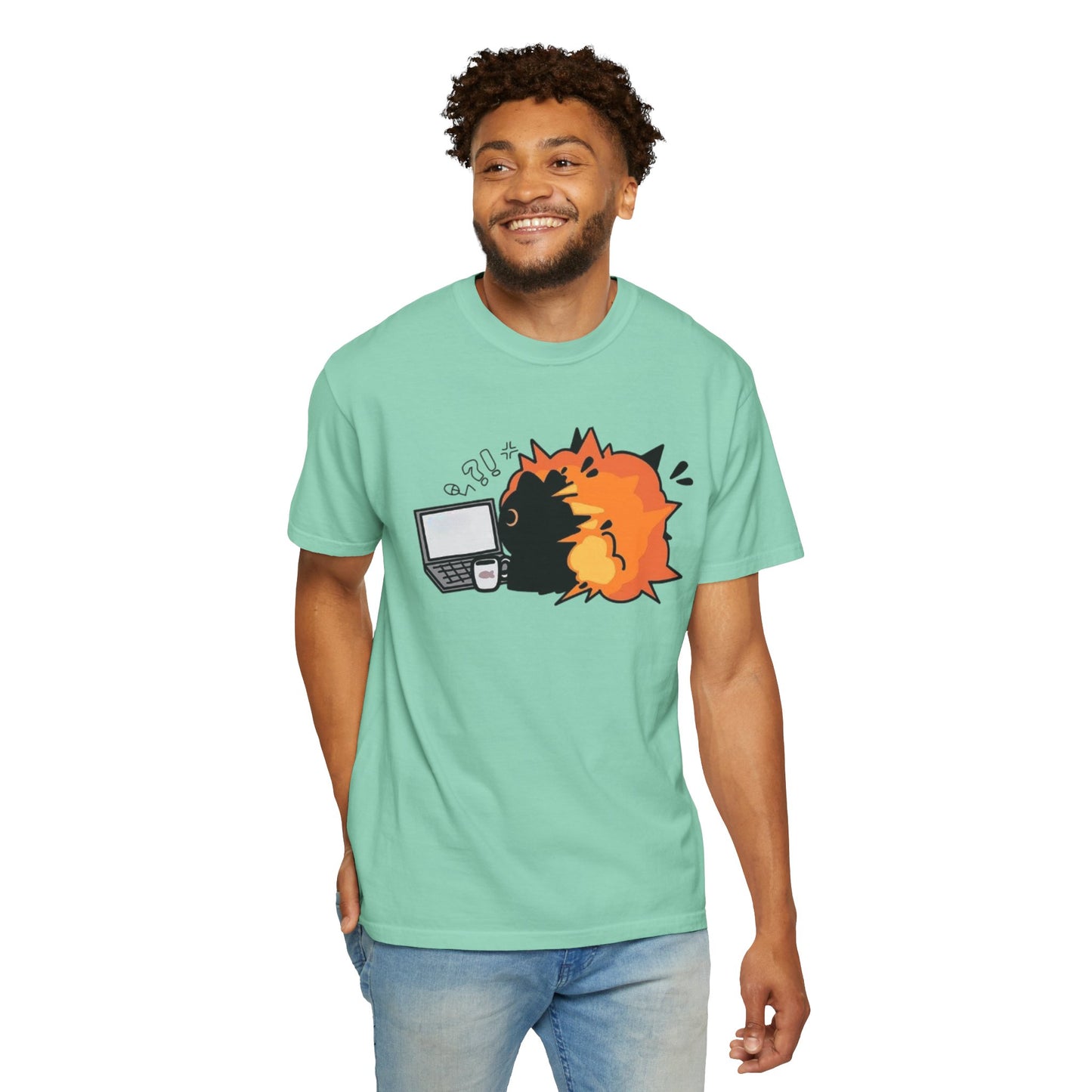 Cartoon Burning Cat Unisex T-Shirt